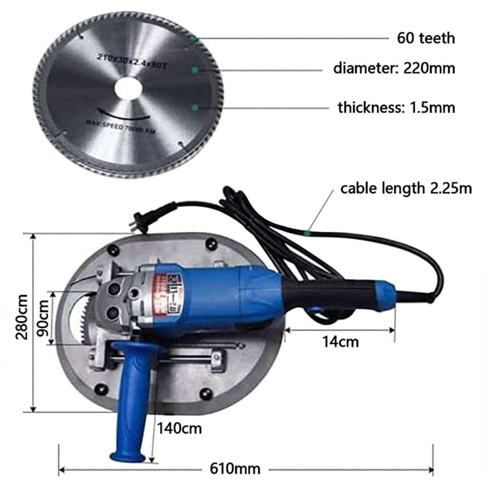 Dehorner elettrico per bovini e ovini, resistente alle alte temperature, con interruttore di sicurezza e testa di taglio da 225 mm, per bestiame e allevamento