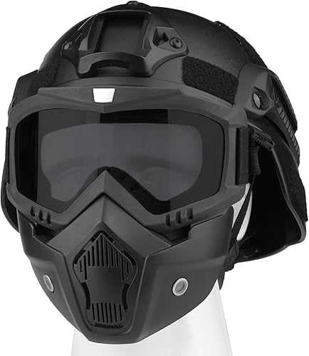 VPZenar Casco y máscara de Airsoft, máscara táctica de paintball, máscara militar, máscara de Airsoft, casco táctico militar, casco de paintball,