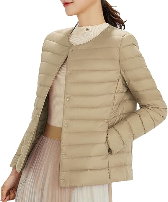 Női ultrakönnyű, összehajtható rövid pehelydzseki 2022 divatos gallér nélküli, gombos, steppelt puffermellény kabátok külső ruházat