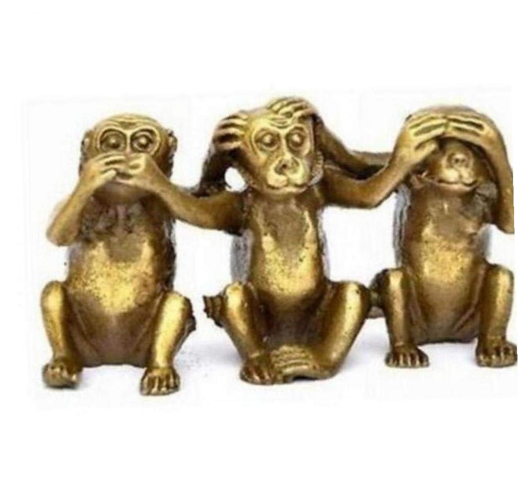 Copper Statue Three Wise Monkeys Hear See Speak No Evil 3 Monkey Random Style