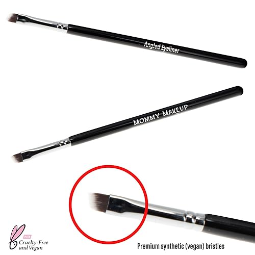 Miniatura 3 de Cepillo delineador de ojos en ángulo (1 unidad), cerdas veganas sintéticas suaves de alta calidad, pincel delineador de ojos fino inclinado