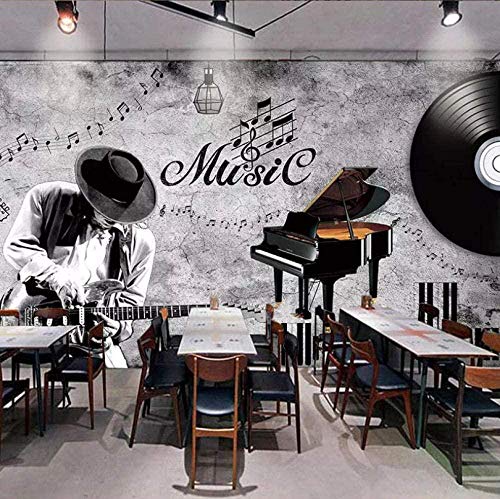 Papier peint photo chambre piano noir guitare musique 3D Photo papier peint Mural Motif papier peint Papier Peint 3D Salle Cover