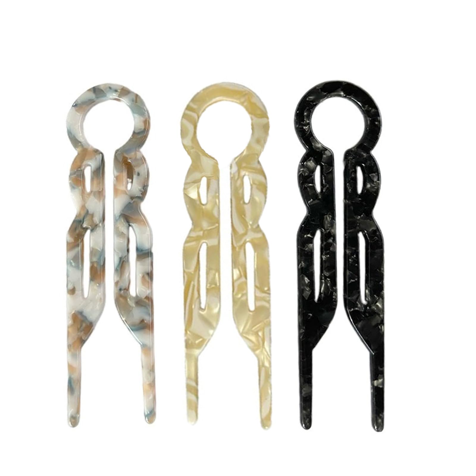 Ling & Bai 3Pcs French Hairpins, Prestige Hairpin U-shaped Hair Forks Acetic Acid Hairpins Hair Accessories for Women and Girls (C)