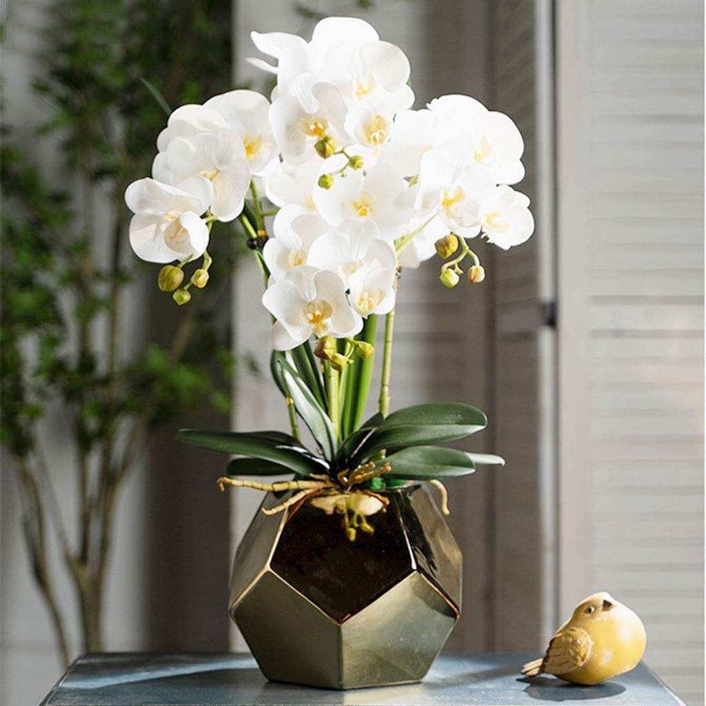 Orchidee Artificiali Fiori Finti Orchidee finte Tocco Realistico Orchidea Artificiale Pianta Finta Fiori Artificiali Fiori di Phalaenopsis Artificiali Classici Vaso