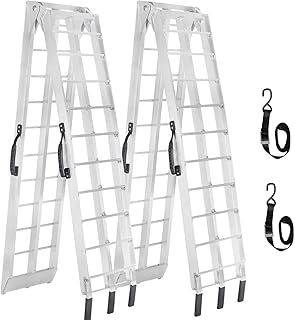 MAXIVMAN Loading Ramps Pair, 7.5 ft Folding Aluminum with Carry Handles & Tie-Down Straps, 1,500 lb (750 lb Each) - Truck Bed Ramps for Pickup, ATV/UTV/Motorcycle, 89" L x 12" W
