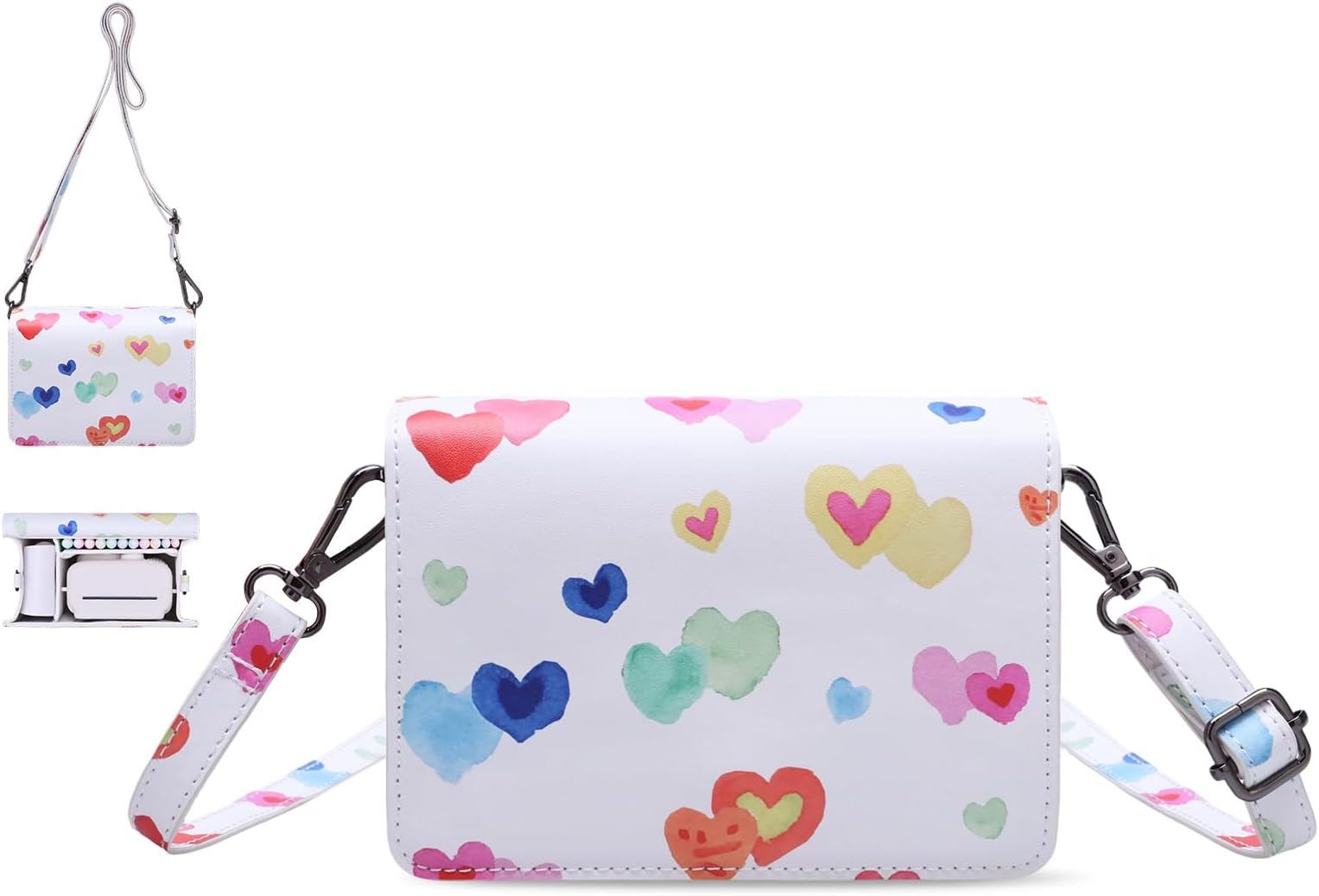 LTGEM Kids Camera Case Bag Compatible with ESOXOFFORE/Dylanto/Goopow/DUDUDRAGON/GREENKINDER/Cimizi/Makolle Instant Print Camera and Instant Camera Refill Print Paper, Colorful Heart