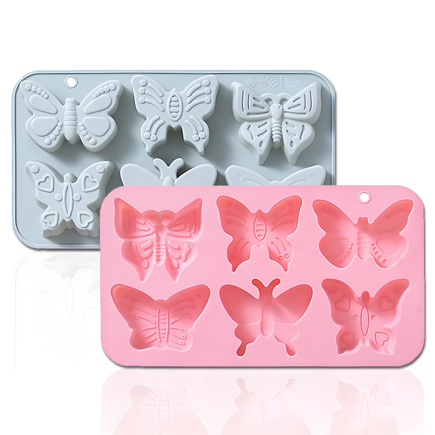 2 Pack Butterfly Silicone Molds, MaehSab 3D Butterfly Themed Baking Moulds for Chocolate, Ice Cube, Cake, Dessert, Candy, Mousse, Pastry, Handmade Soap, Cupcake Topper, Jelly, Pudding, Wax Melts