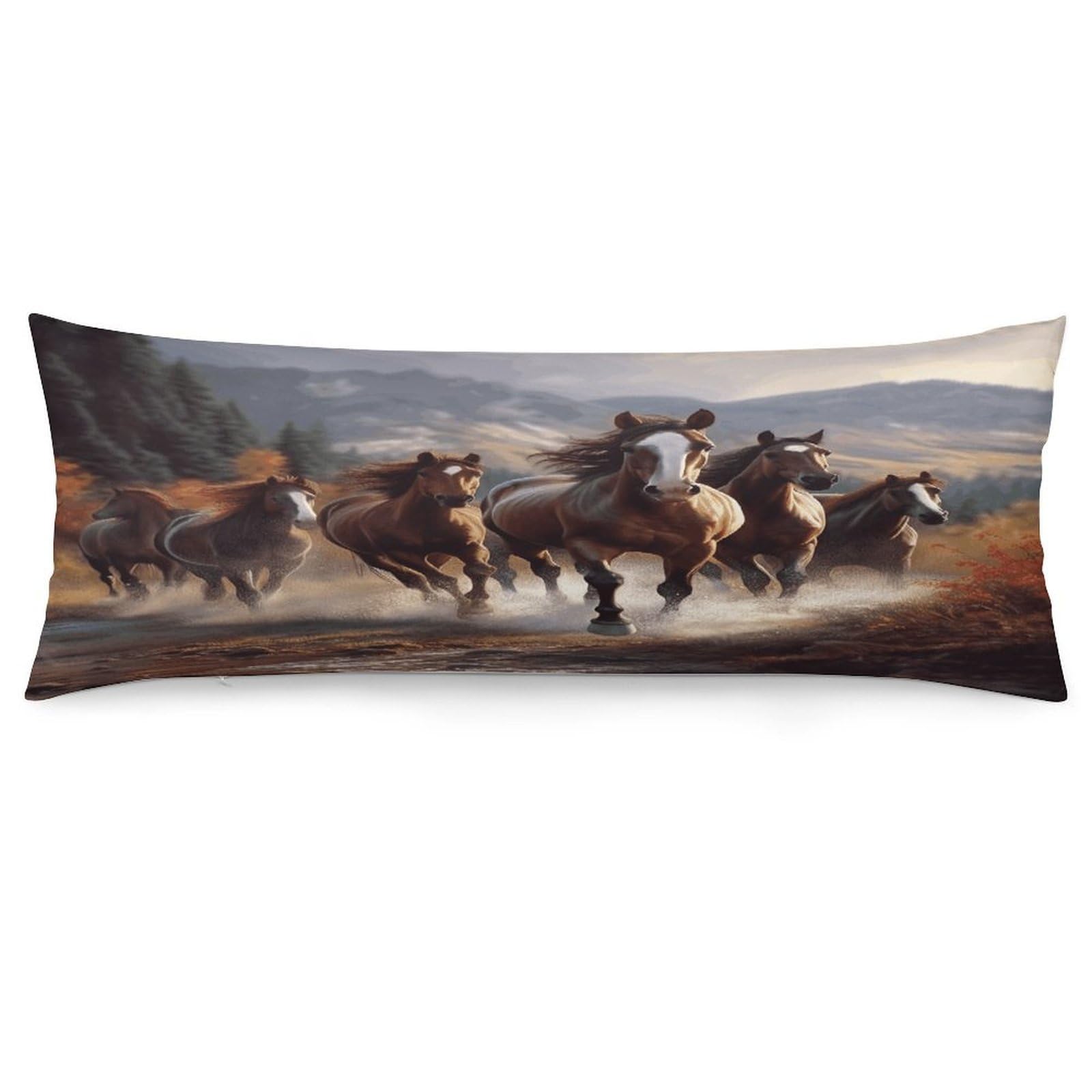 Horses Throw Pillow Cover Soft Lumbar Pillow Covers with Zipper Breathable Rectangular Cushion Case Polyester Pillow Case Decorative Body Pillow Cover for Couch Bed