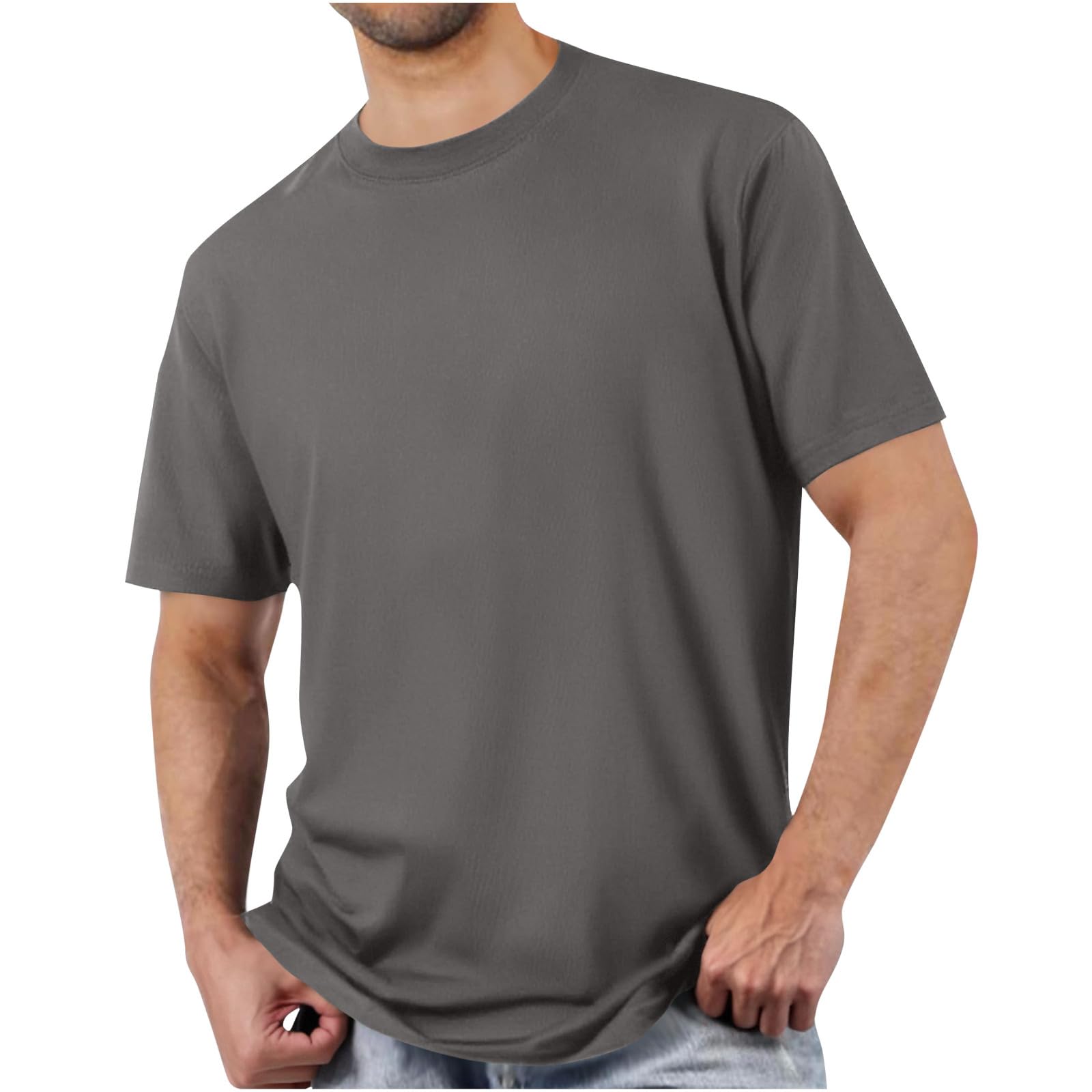 Mens T Shirt Cotton Relaxed Fit Short Sleeve Crewneck Basic Tee Workout Athletic T-Shirt 2025 Casual Longline Tops