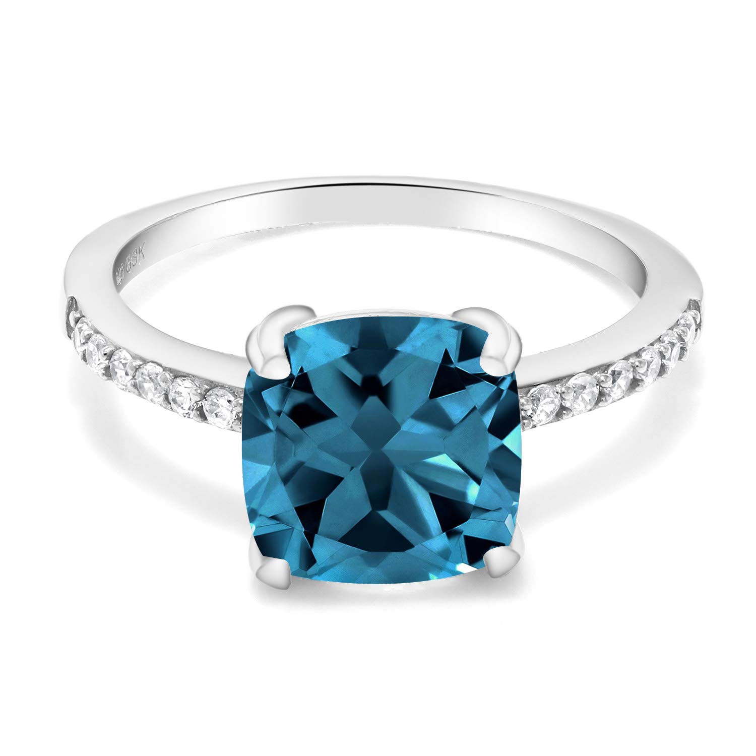 Aquamarine Ring Gem Stone King Cttw Swiss Blue Topaz And