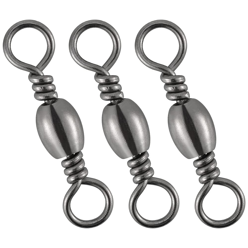 Dr.FishFishing Barrel Swivels Stainless Swivels Fishing Tackles Brass Black Nickel Coating Freshwater Swivels Rolling Saltwater Leaders Line Hook Connector