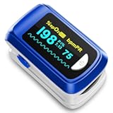 Pulse Oximeter Fingertip Oxygen Monitor Fingertip Pulse Ox Heart Rate and SpO2 Finger Pulse Oximeter for SpO2/Heart Rate/Perfusion Index Blood Oxygen Saturation Monitor with Battery Lanyard (Blue)