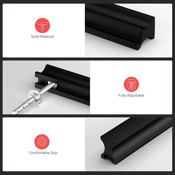 homdiy 10 Pack Adjustable Black Cabinet Pulls 1 to 4 (25-102mm) Adjustable Hole Distance Drawer Pulls