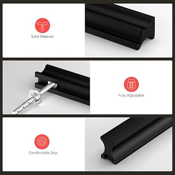 homdiy 10 Pack Adjustable Black Cabinet Pulls 1 to 4 (25-102mm) Adjustable Hole Distance Drawer Pulls