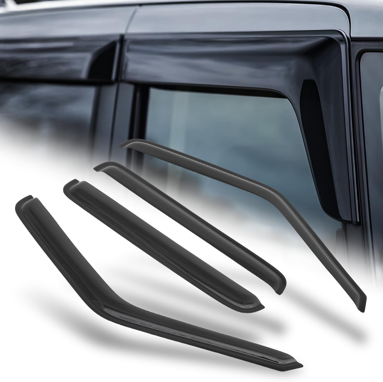 M-AUTO Window Visor Shade Compatible with 01-05 GMC Sonoma Crew Cab, Tape-On Rain Guards Shields, 4 PCs