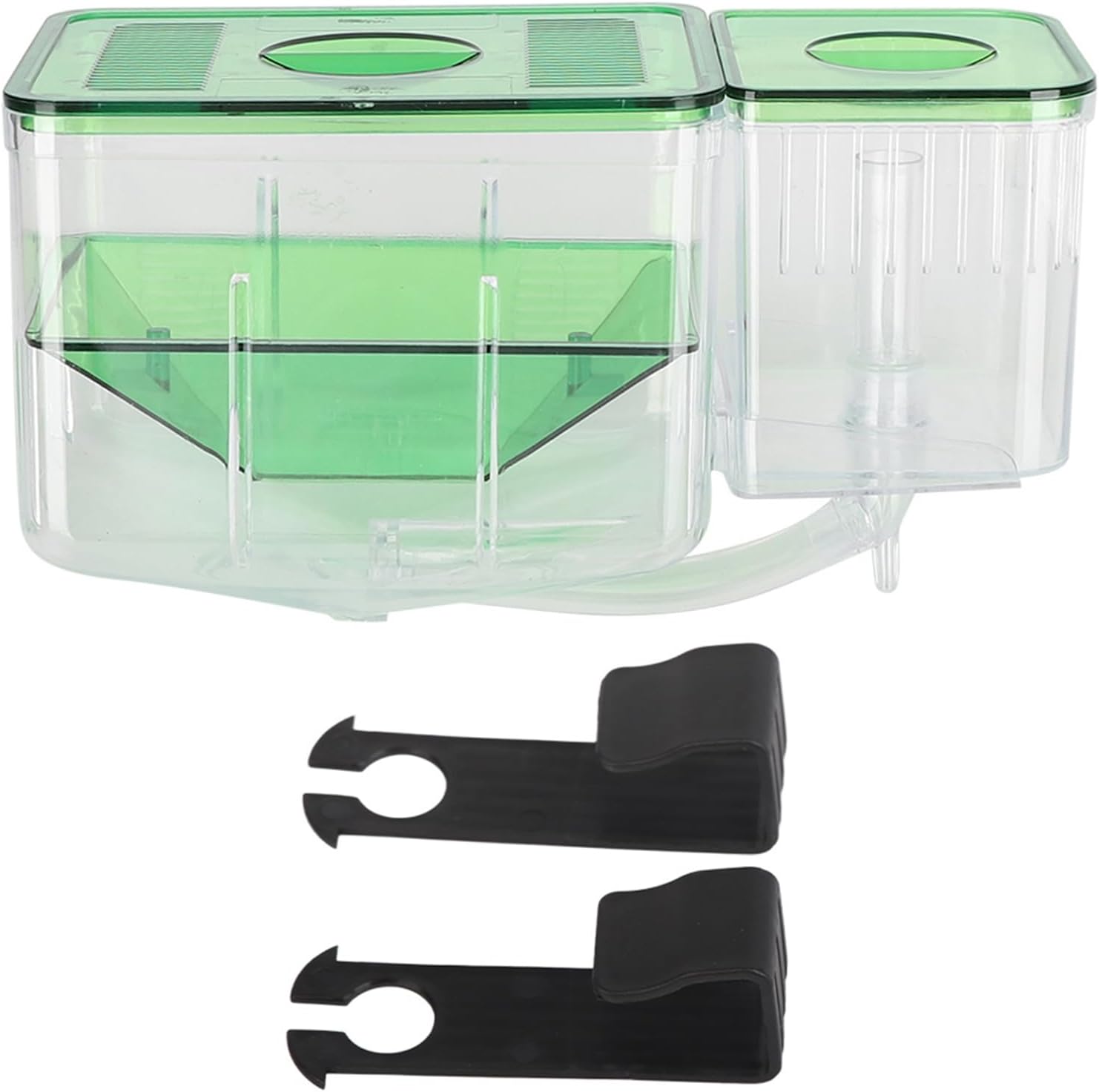 Aquarium Fish Tanks Breeding Box, Double - Layer Isolation Incubator for Injured Small Fish Shrimp, Fish Breeder Box with Connection Tube and Fixing Bracket, Safe Spawning Box for