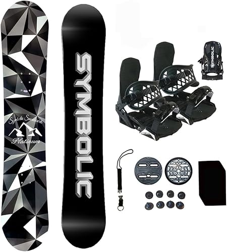 Symbolic Platinum 2025 Snowboard + Fijaciones, Correa, Almohadilla de Piso, Discos, Paquete de Tornillos Freeride Freestyle All Mountain