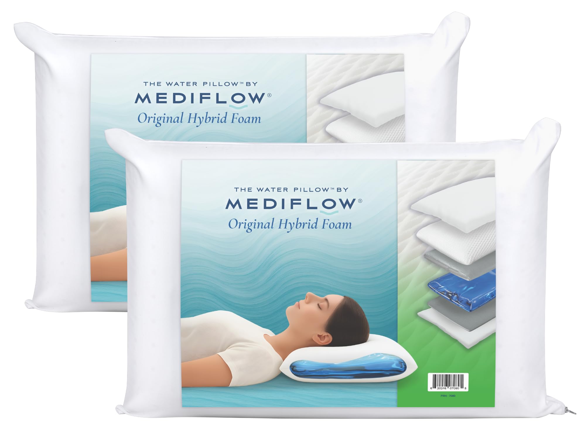 Oreiller à eau orthopédique Mediflow pour soulager les douleurs cervicales la nuit (lot de 2)