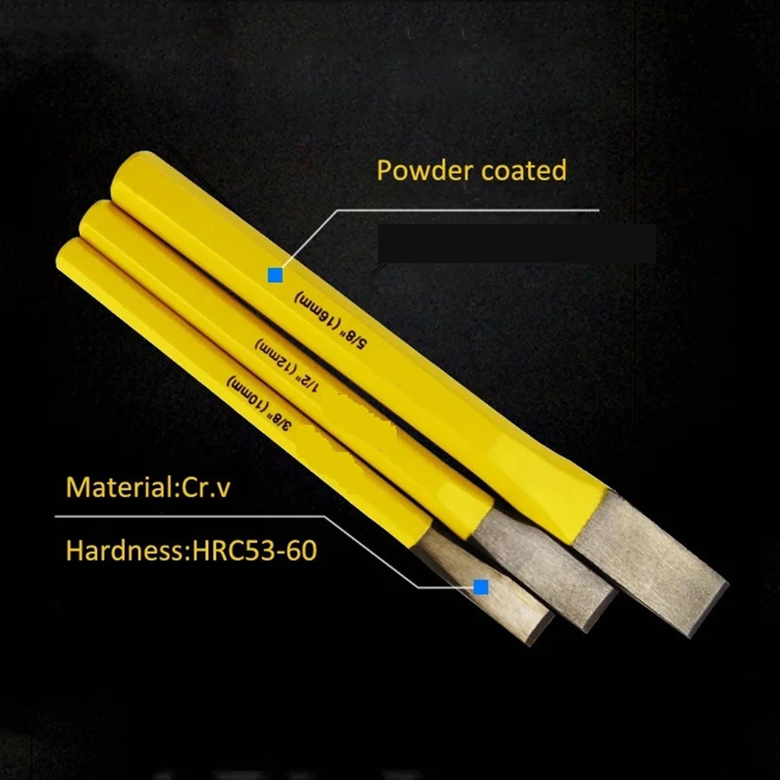 Stalowe dłuto na zimno rzeźba w kamieniu cement beton murarz ostrzenie dłuta narzędzia DIY dłuto tarnik Champ10 12 16 19 22 25 mm (16-291 25 mm x 1 szt.)