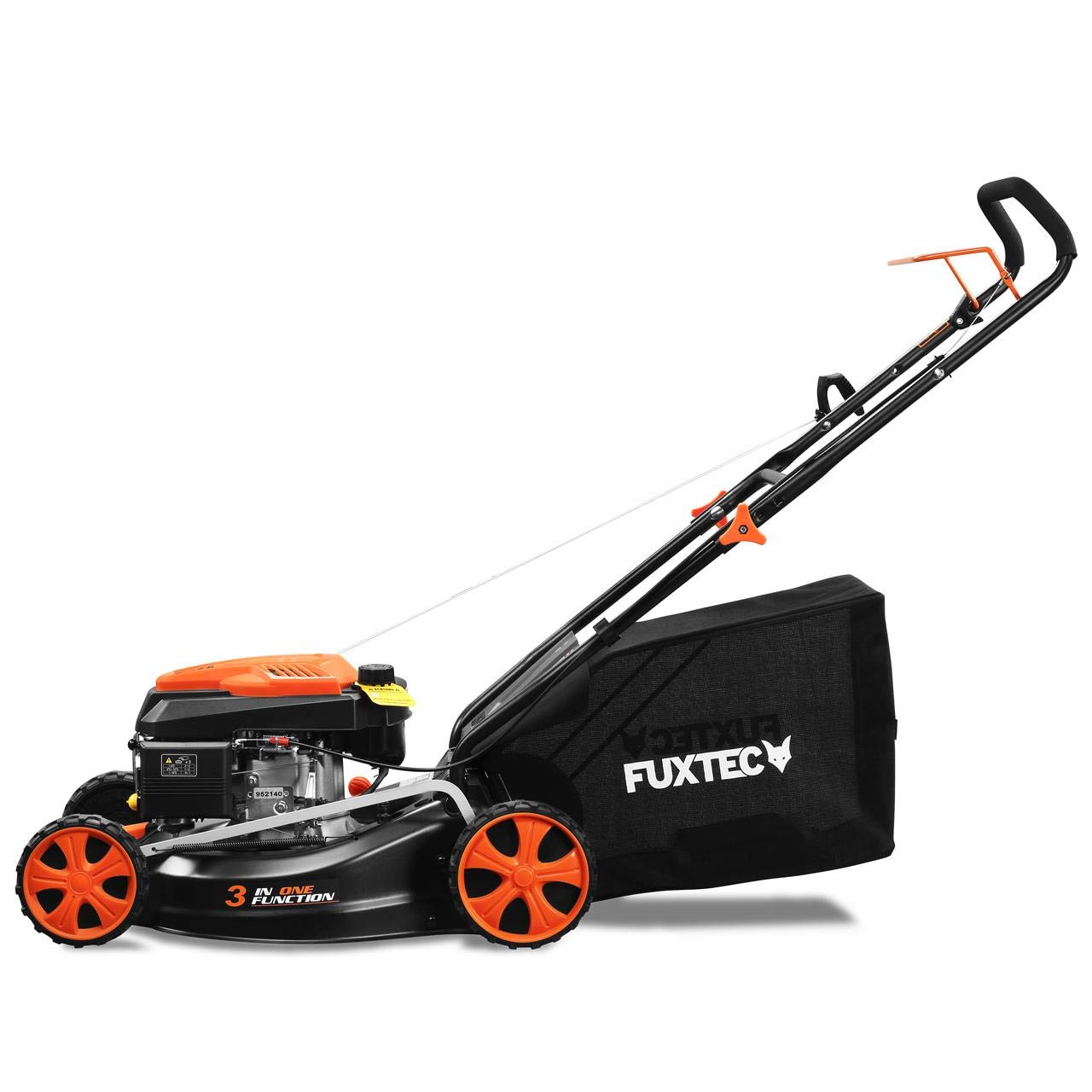 Kosiarka spalinowa FUXTEC 3w1 FX-RM4646ECO, 3,5 KM / 2,6 kW, szer. koszenia 46 cm, 7 poziomów (25–75 mm), 4-suwowa, kosz 50 l, mulczowanie i zlacze czyszczace