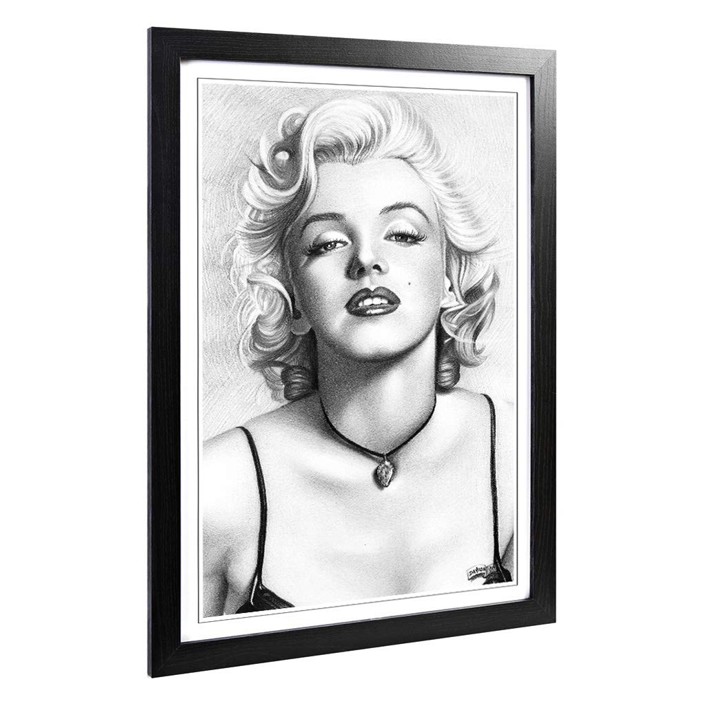 Big Box Art Framed Print of Black and White Marilyn Monroe Design | Wall Art Picture | Home Decor for Kitchen, Living Room, Bedroom, Hallway, A2 / 24.5x18 Inch / 62x45cm