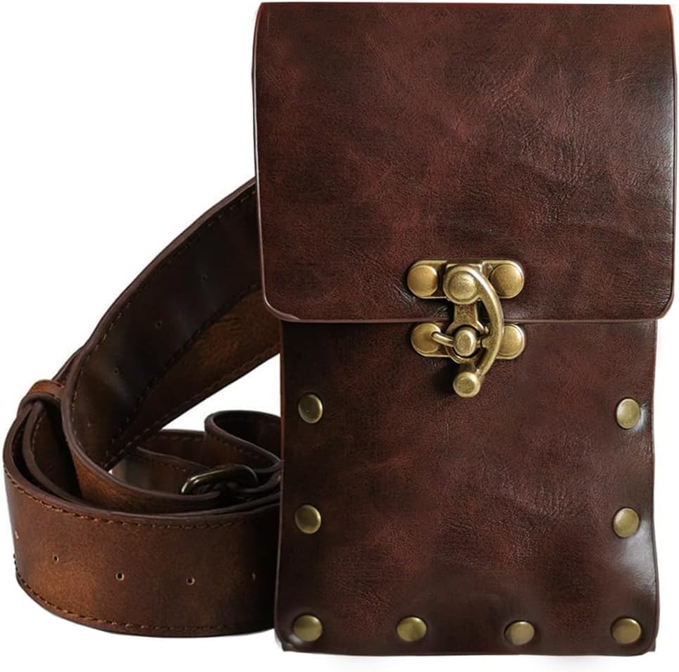 Larswon Plus Size Renaissance Bag Medieval Belt Pouch Leather Belt Pouch Leg Phone Holder Festival Faire