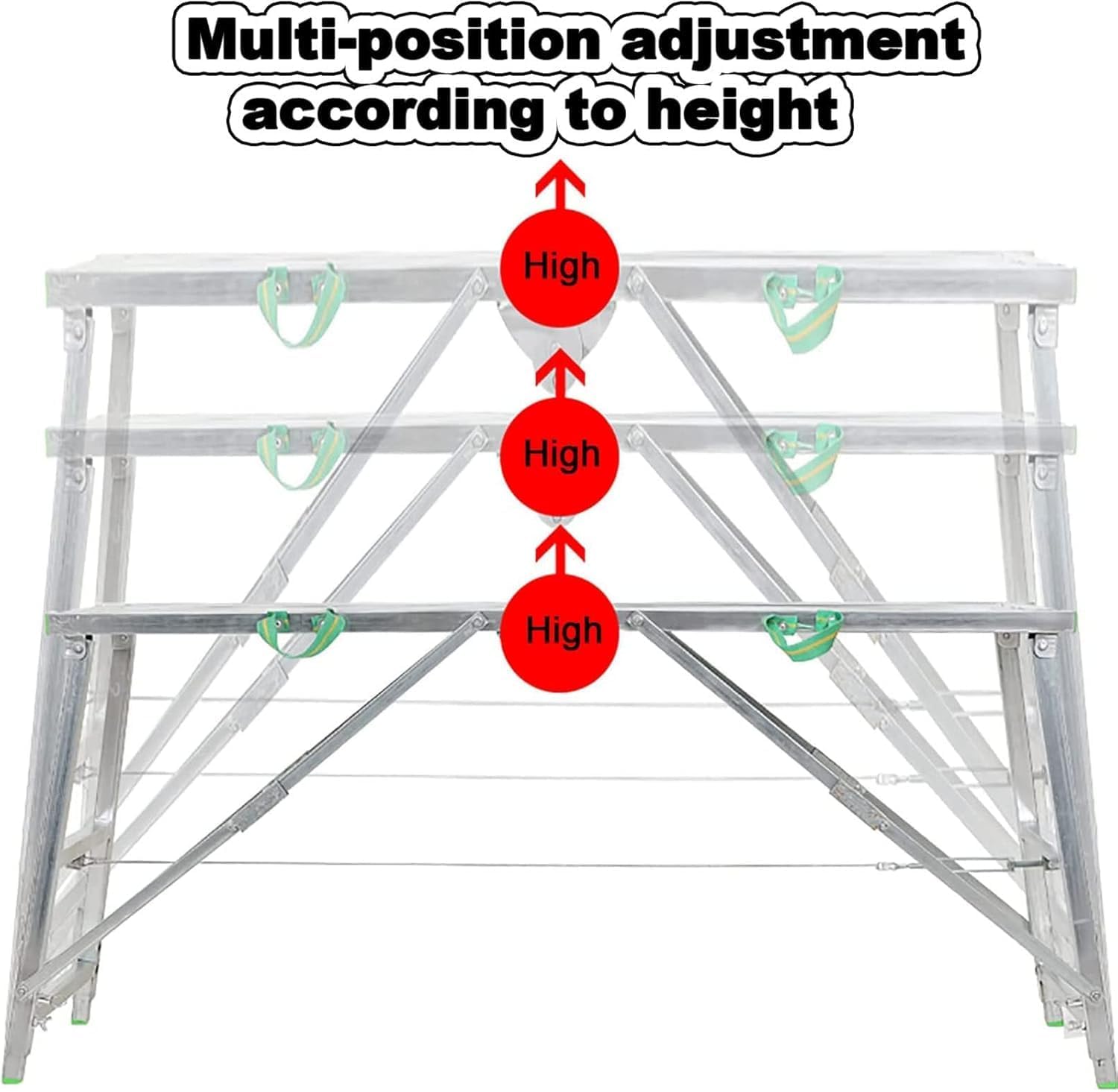 Portable Folding Scaffolding Work PlatformAdjustable Height Steel Ladder Stool (Up to 140cm) Lightweight Compact Easy to Carry Ideal for Construction and Home Use