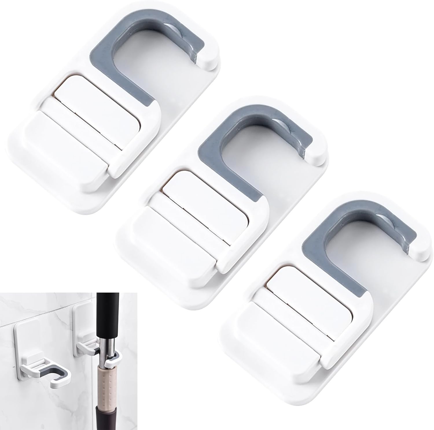 SHONDE 3 pcs Mop Holder, Wall Mounted Broom Holder, Broom