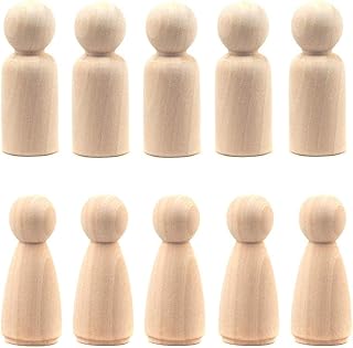 20Pcs Wooden Peg Doll, 65 mm Unfinished Wooden Female Male Plain Blank Bodies Angel Dolls for DIY Craft Wedding Party (Pack of 20)