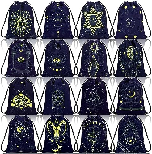Lot De 6 Sachets En Velours Pour Cartes Tarot, Bijoux, Pièces - 15,5x23 Cm (Noir, Vert Forêt, Vin) - 6