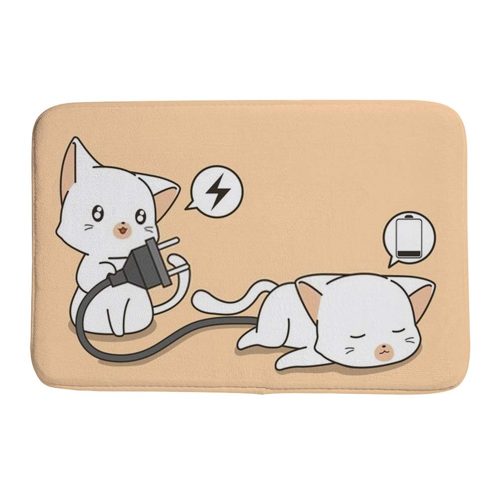 Paillasson velours corail grand format motif chat original antidérapant