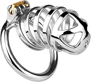 Cage de chasteté homme acier inoxydable avec serrure cachée et clé, cage pénis anti-évasion SM jouet sexuel, port quotidien maison bureau (L,55mm)
