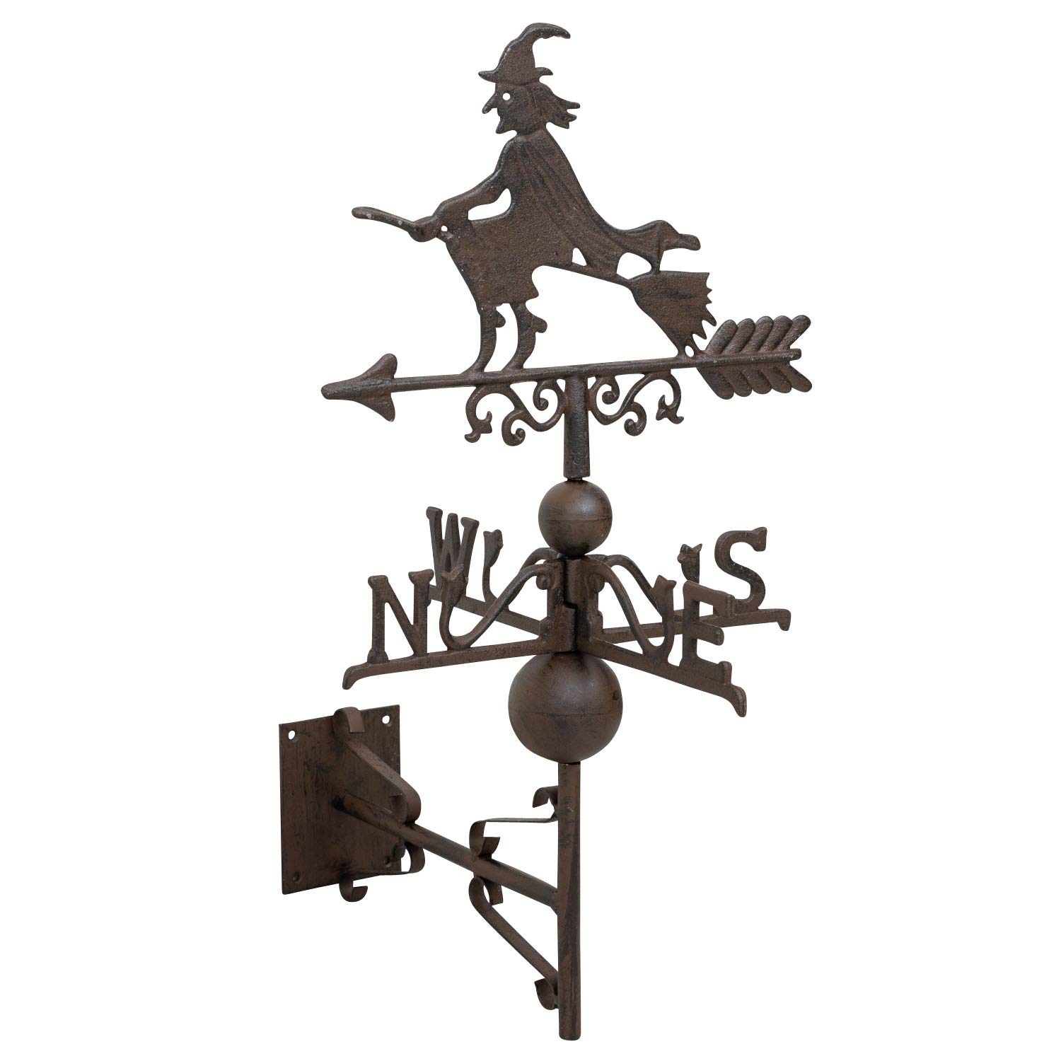 aubaho Nostalgie Wand Wetterhahn Hexe Garten Dekoration Windrad Eisen Wetterfahne braun