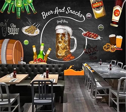 Custom Size Wall Murals，Hand-Painted Beer Bar Restaurant，Removable Peel And Stick Self-Adhesive Wall Murals Large Photo Wallpaper #TOP2