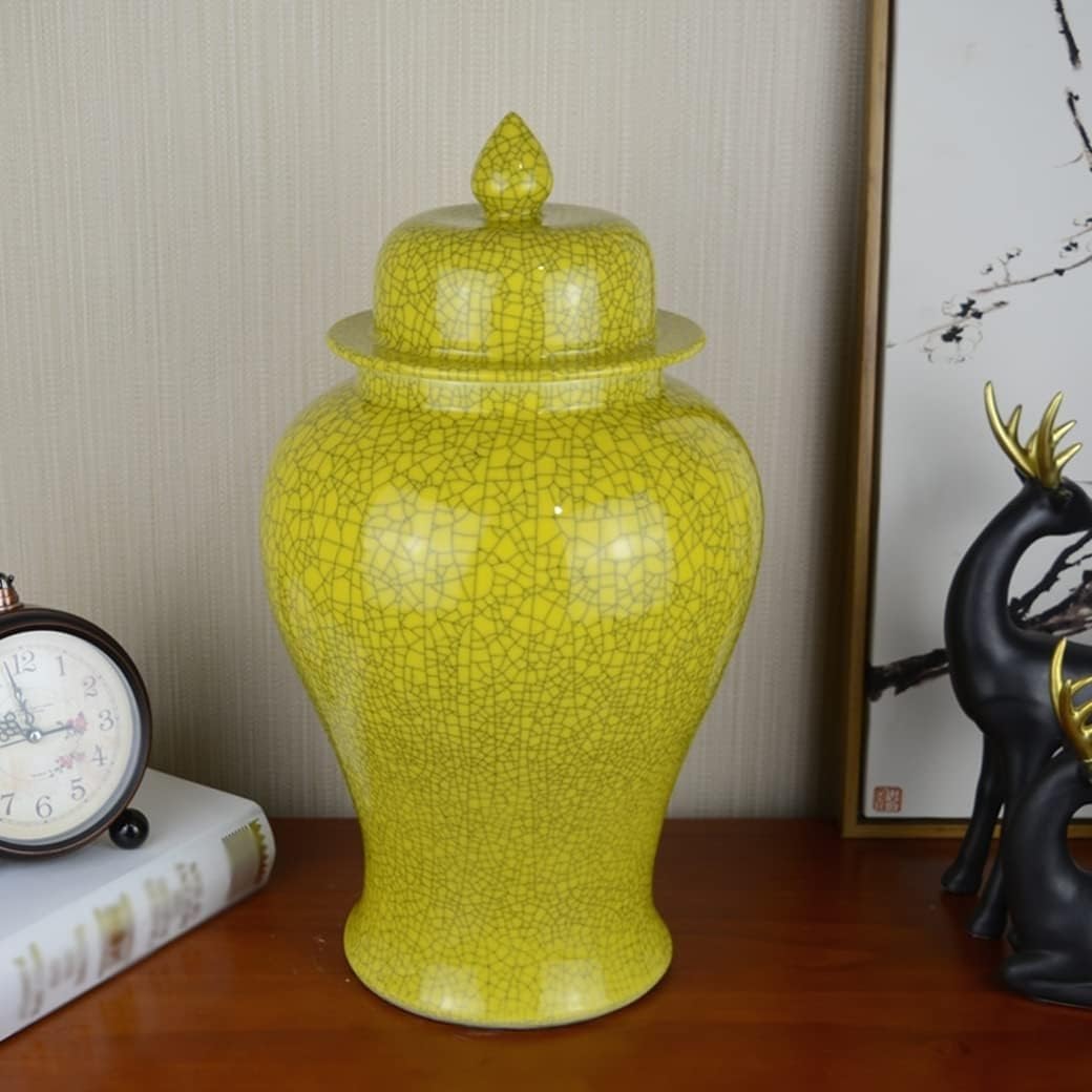 Unikalny ceramiczny słoik z żółtym imbirem z pokrywką Wykwintne...(21*39cm)