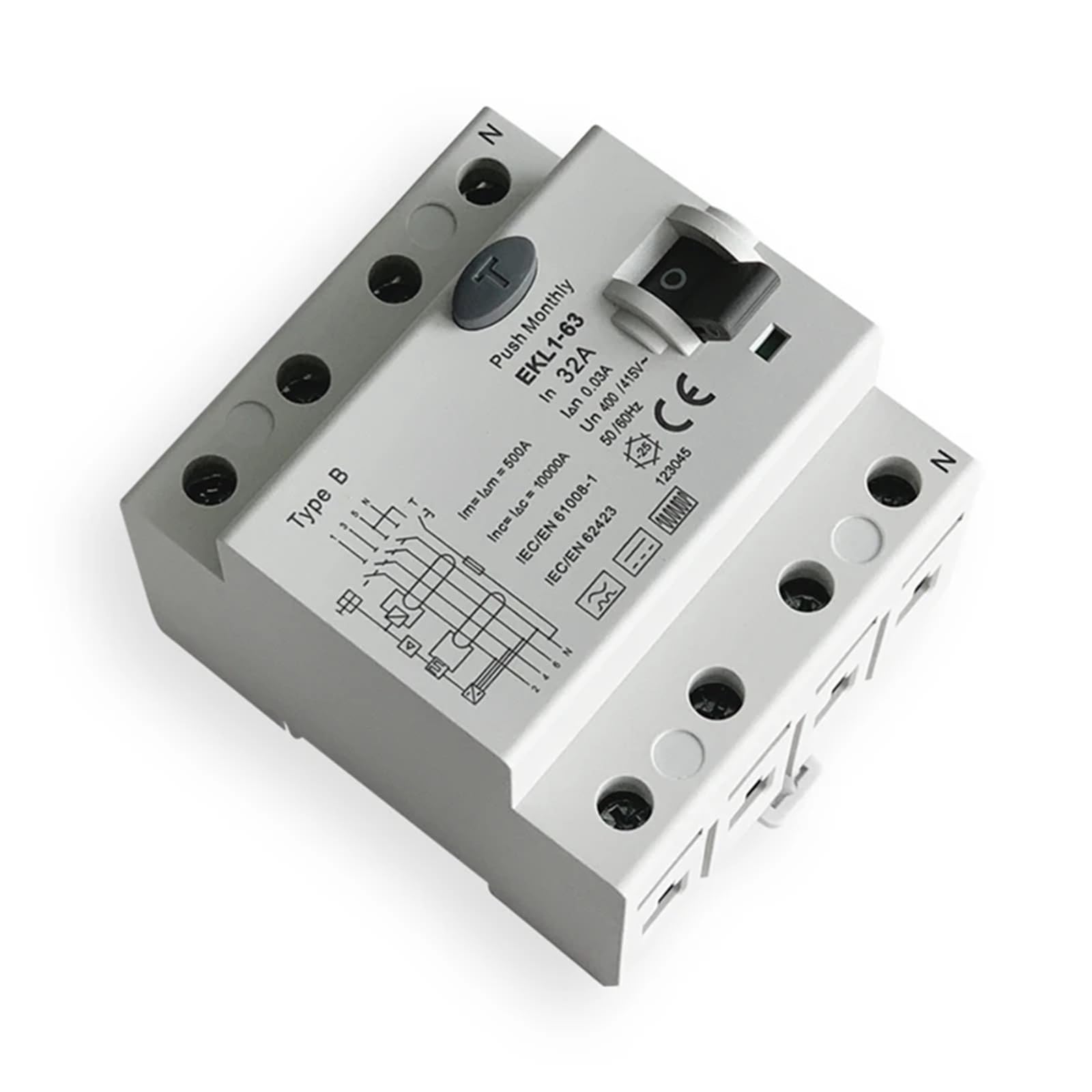 Disjoncteur différentiel Type B 4 pôles 63A pour protection de charge triphasée