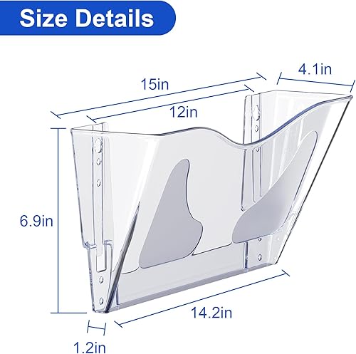 Miniatura 2 de samstar Paquete de 3 soportes para archivos de pared de acrílico transparente, organizador de archivos para colgar en la pared, bolsillo de pared,
