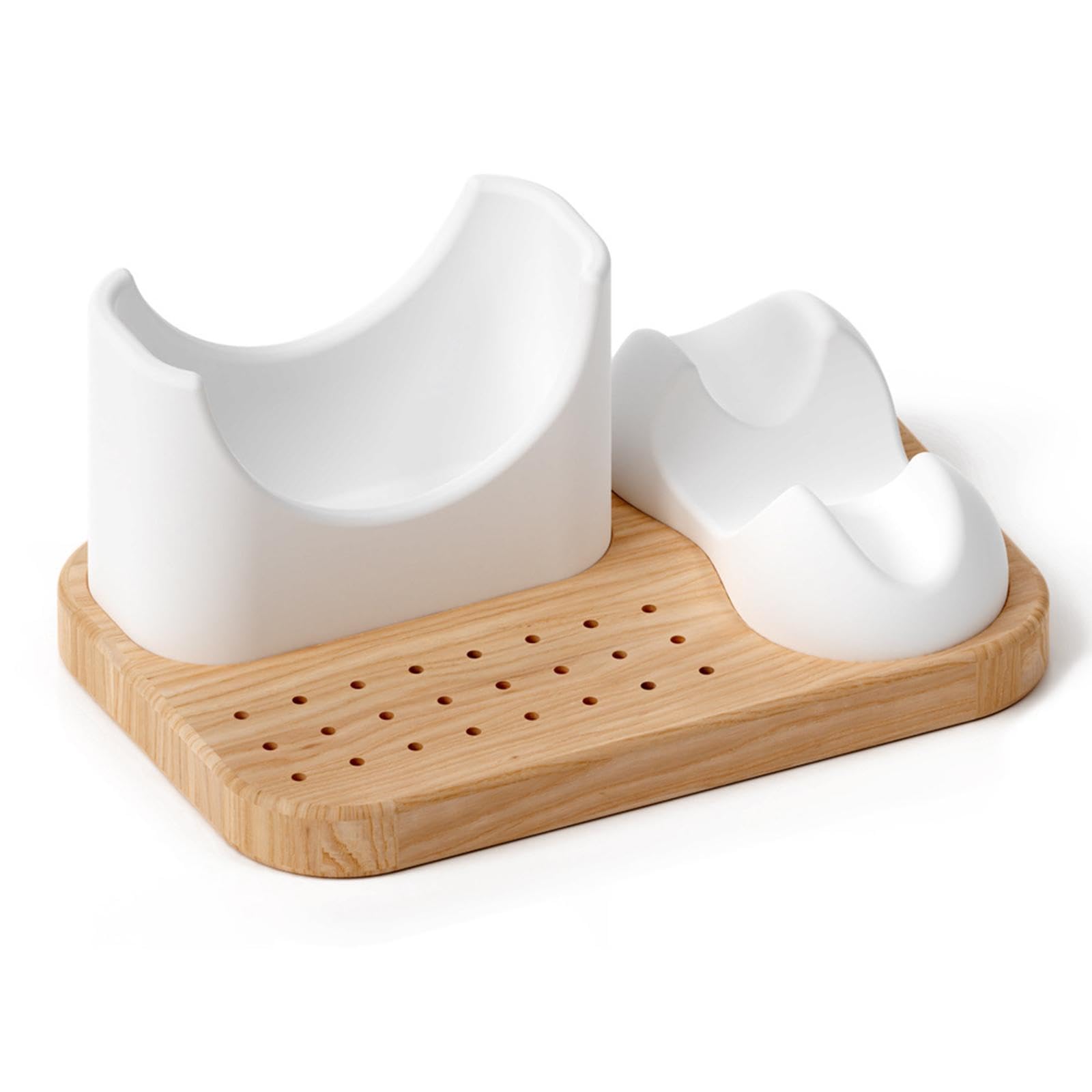 Soporte de Madera para Torno de Uñas 3 en 1, Expositor de Silicona Suave para Manicura