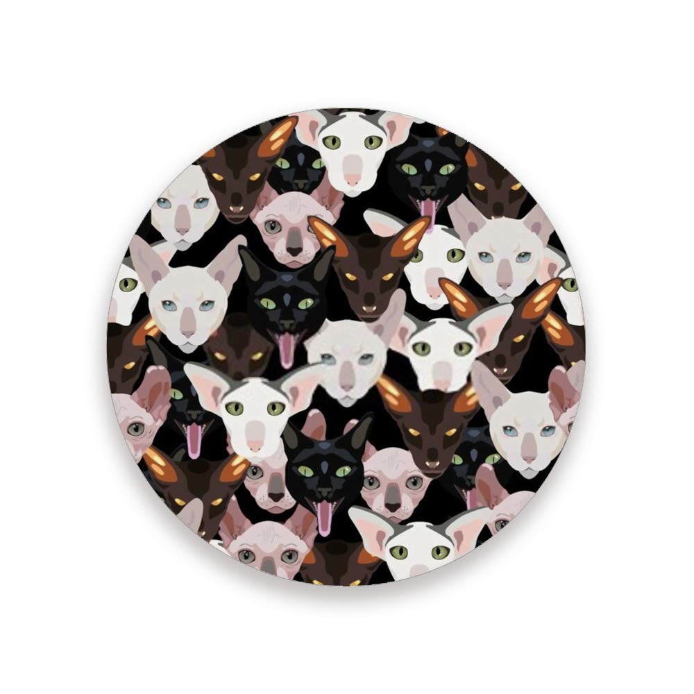 Dessous de verre en liège motif chat - Lot de 4 sous-bocks ronds 10 cm
