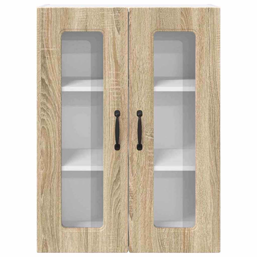 Küchenwandschrank Sonoma-Eiche 60x31x80 cm aus Holzwerkstoff mit 3 Regalen Modernes Design & Robustheit Langlebigkeit wandmontierbar für Küche Wohnküche Gastro