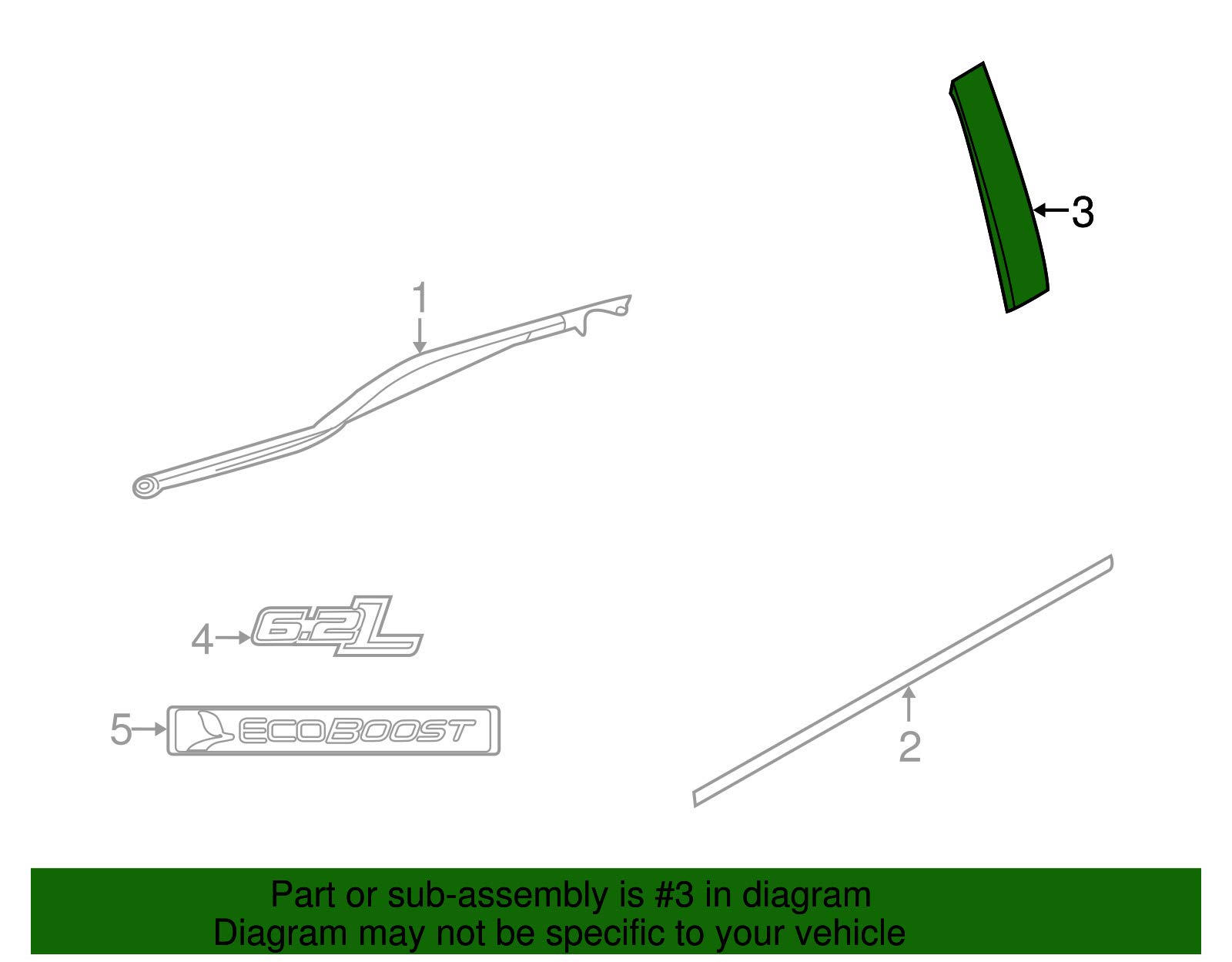 Ford 6L3Z-1520555-ZA - Moulding Door Outside