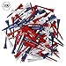 IZZO Golf Plastic Golf Tees, 1.5 Inch, Red/White/Blue