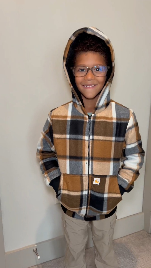 Amazon.com: Dekomere Boys Zip Up Hoodies Fleece Plaid Jacket Kids