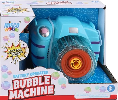 Misco Máquina automática de burbujas para niños pequeños, máquina de burbujas con cámara de estilo divertido. Máquina de burbujas para interiores y