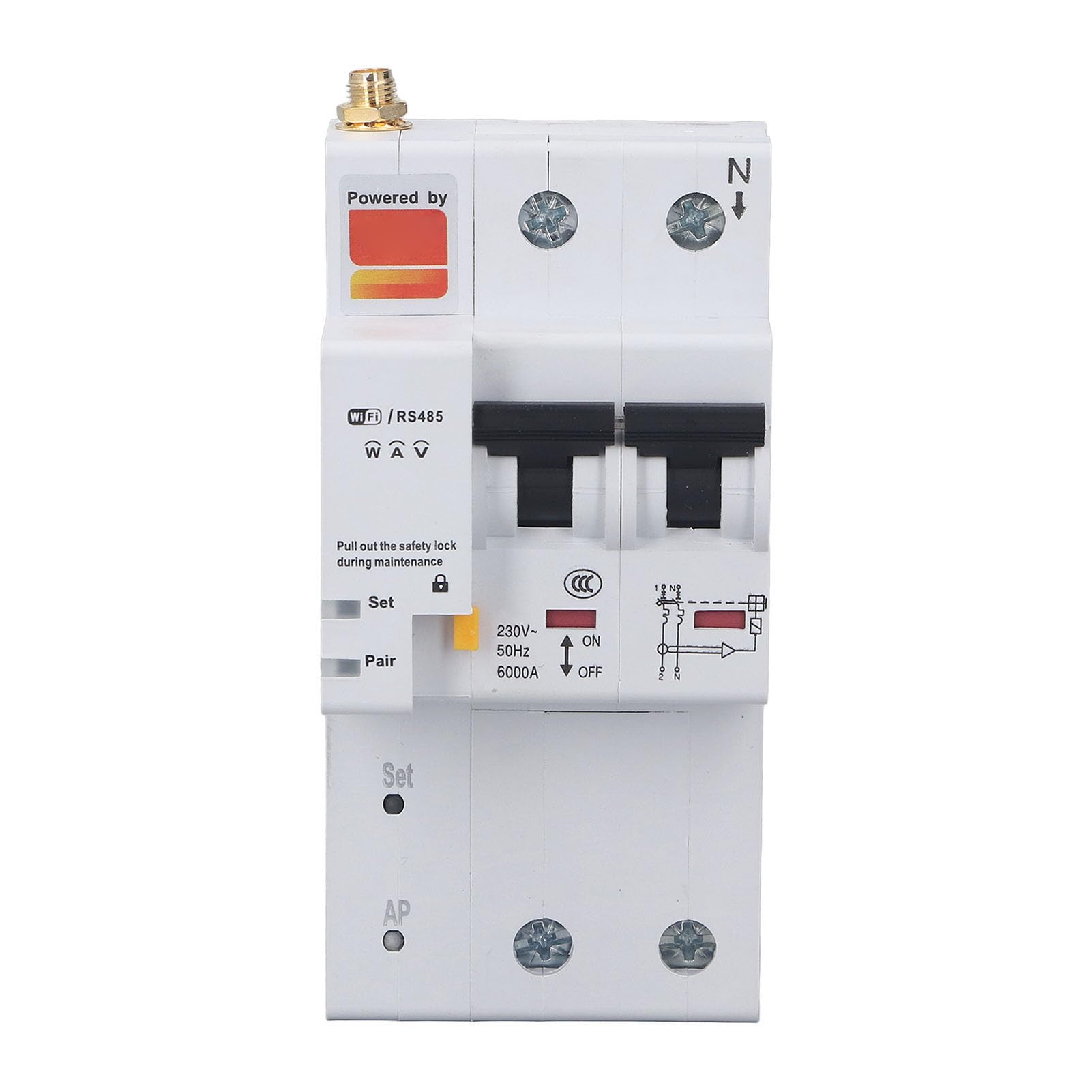 Hyuduo Interruttore Automatico WiFi Intelligente, Interruttore Automatico Telecomando ABS 230 V 40 A 2 P con Protezione da Sovraccarico Archiviazione Dati, per Utenti di Quadri Elettrici con Scatola