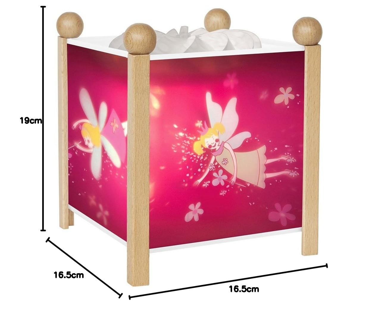 TROUSSELIER - Princesses Fées - Veilleuse - Lanterne Magique - Idéal Cadeau Enfant - Dessin animé - Lumière rassurante - Couleur Bois Naturel - Ampoule 12V 10W inclue - Prise Elec. EU
