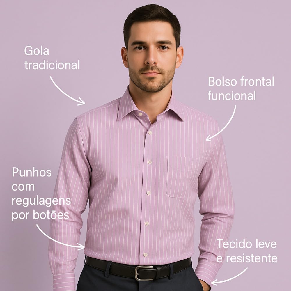 Camisa Social Masculina Verti Listrada Gola Tradicional Manga Longa Punhos Ajustáveis Conforto em promoção! Veja a oferta e mais achadinhos de Camisas 3 Hoje é o melhor dia para comprar Camisa Social Masculina Verti Listrada Gola Tradicional Manga Longa Punhos Ajustáveis Conforto com aquele preço maroto! Promoção! Aproveite a oferta! 3