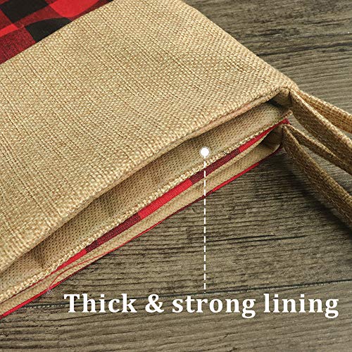 Ivenf Christmas Stockings, 4 Pcs 18 Inches Red And Black Buffalo Check Plaid With Burlap Stockings, For Family Holiday Xmas Party Decorations Gift #TOP4