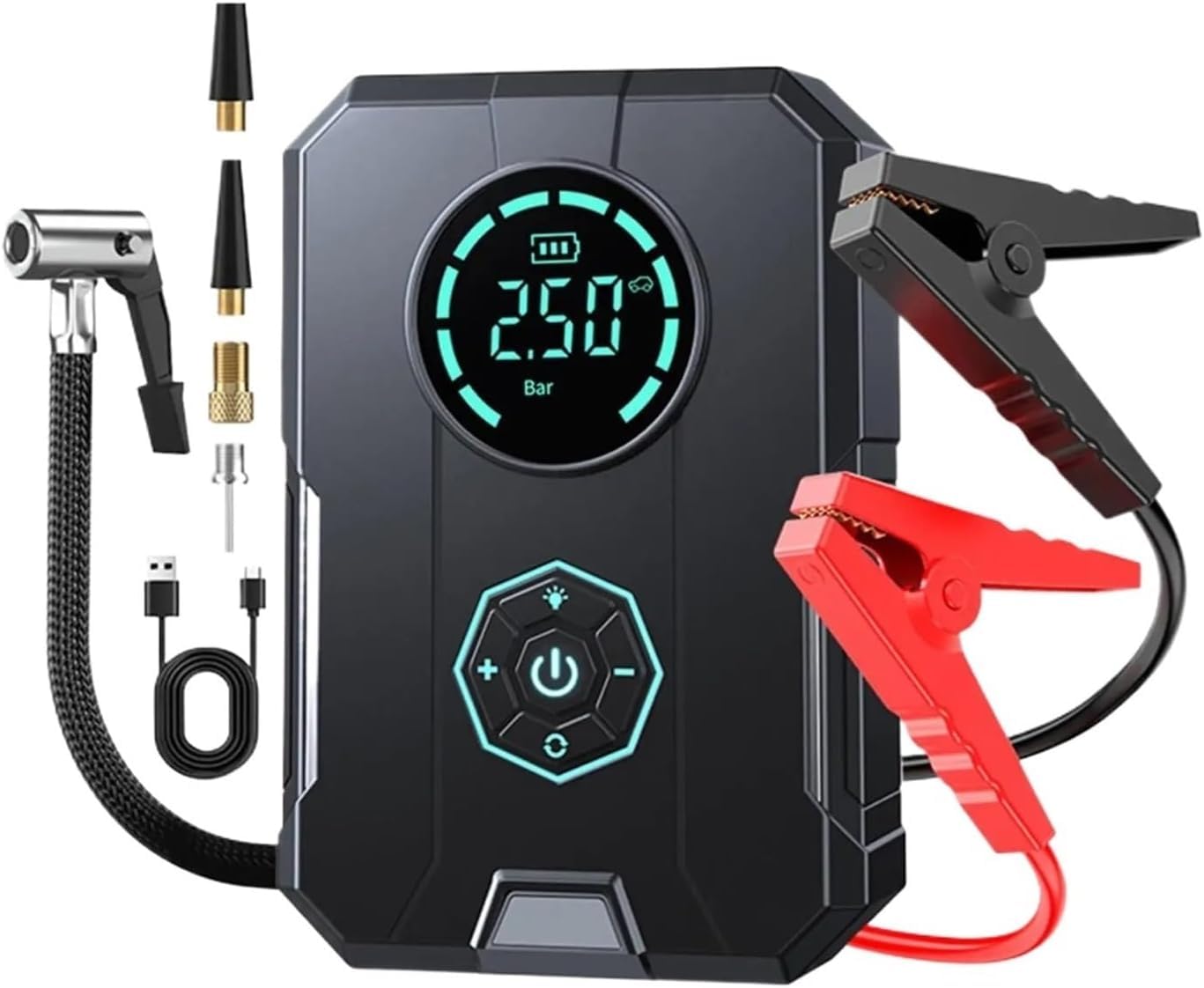 Inflador De Neumáticos Portátil De 12 V: Bomba De Aire Rápida para Coches, Todoterrenos Y Barcos. Compacto, Práctico, Inflado Rápido, Ideal para Viajes por Carretera Y Emergencias.