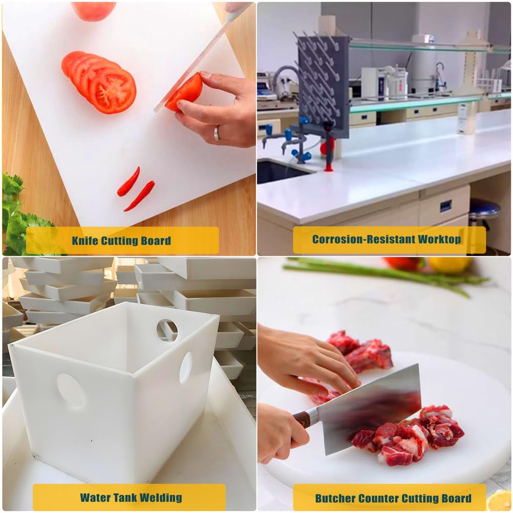 Polypropylene Sheet Rigid Plastic Board, Engineering Plastic Sheet Lightweight PP Panel for Cutting Board, DIY, Water Tank, 5mm Thick, White 300x300mm